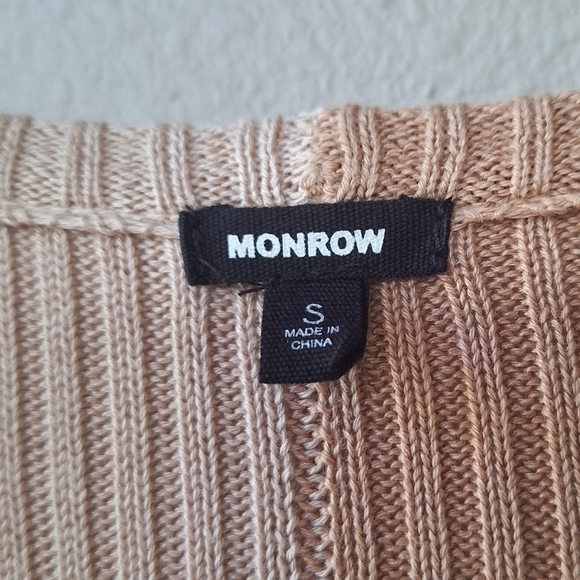 Monrow Two Tone Ribbed Colorblock Midi Sweater Dress Vneck Womens Size S - Picture 2 of 8